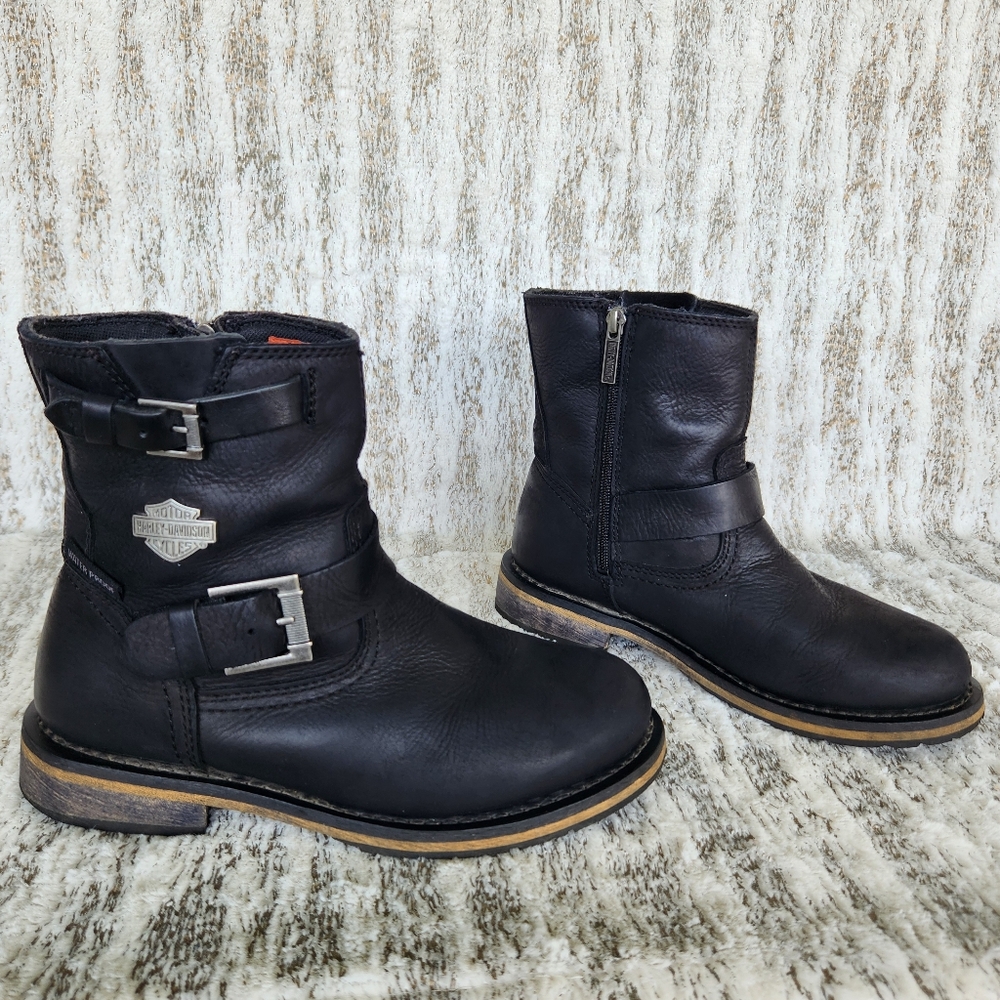 Harley-Davidson "Kommer" Waterproof Motorcycle Boots Black Leather | Women's 7 - Picture 8 of 13